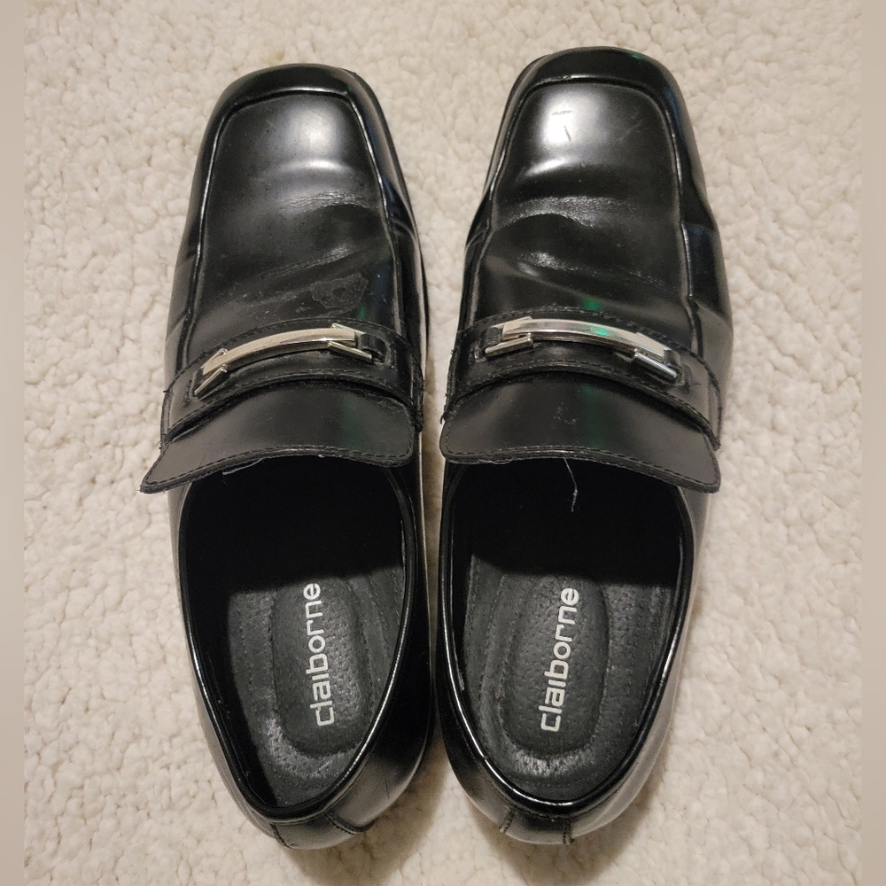 MENS CLAIBORNE LEATHER DRESS SHOES BLACK SIZE 8.5